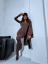 Chocolate brown, stretchy jumpsuit with front zipper